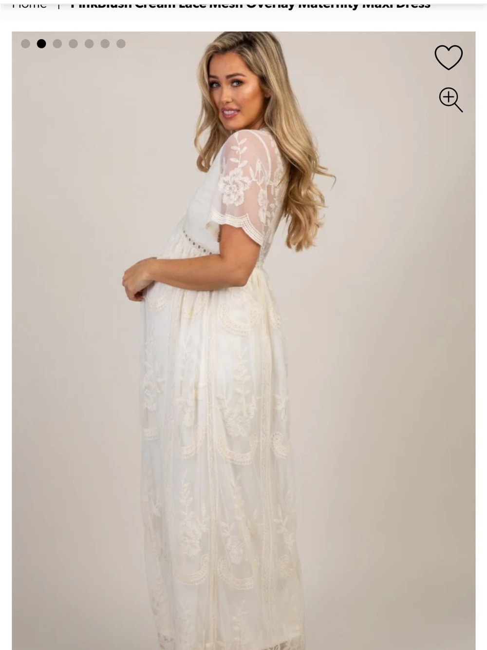 Pinkblush Cream Lace Maternity Maxi Dress - Picture 2 of 9